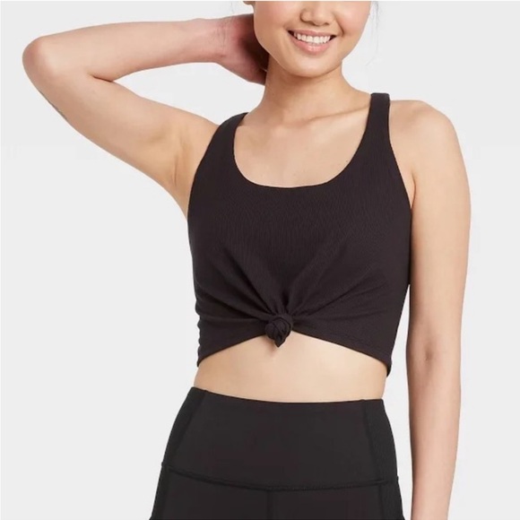 JoyLab Other - Joylab Ribbed Mint Green Tie-Front Sports Bra/Padded Crop Top - Size Small